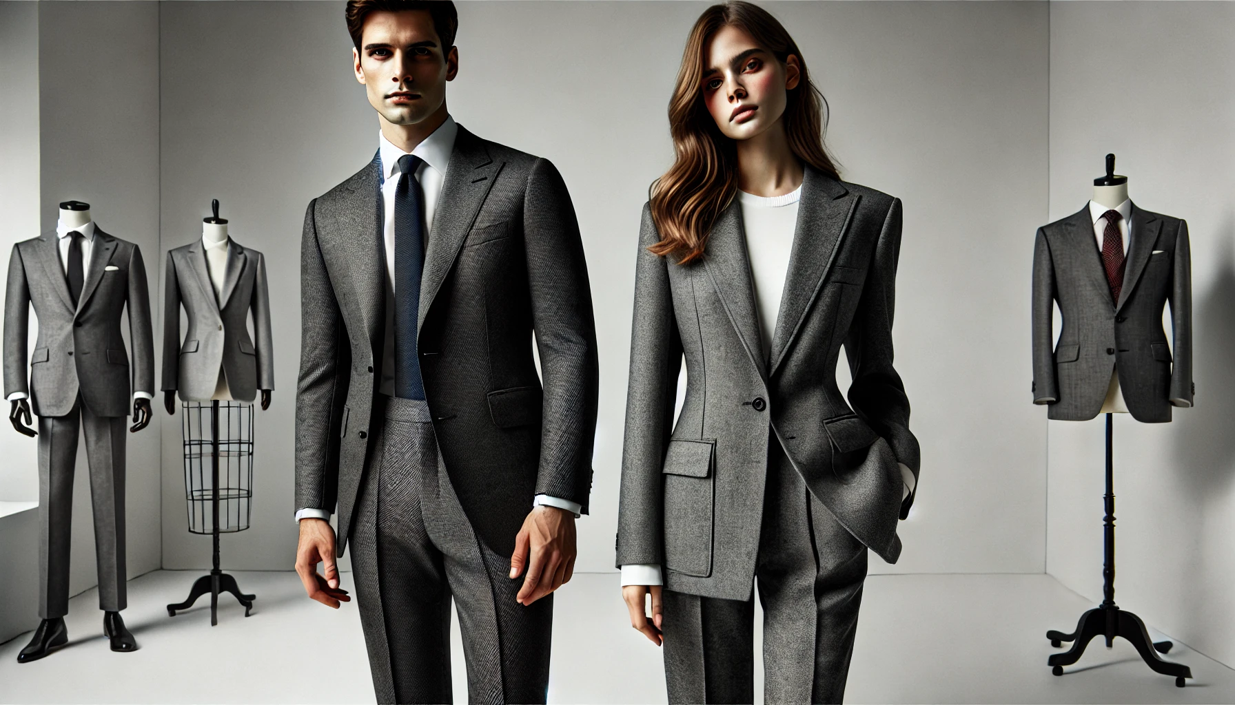 Classic Notch Lapel Wool Blend Mens & Womens Suit